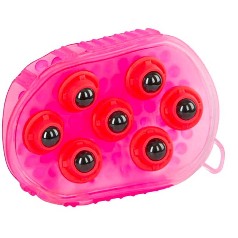 Luxe massageborstel paard roze met magneet