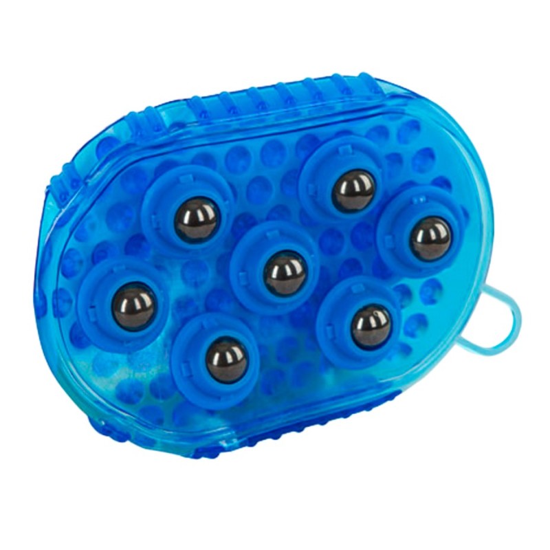 Luxe massageborstel paard blauw met magneet