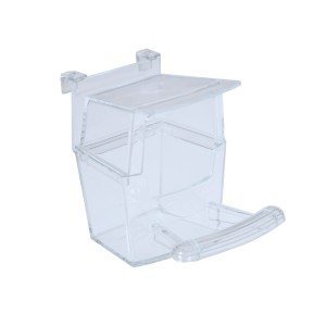 Plastic vogel eet- en voerbak 6x7,5cm