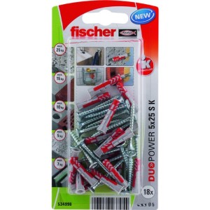 Fischer Plug Duopower 5x25mm met schroef 18 stuks