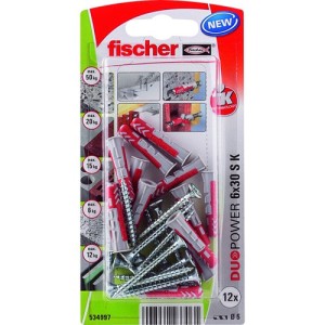 Fischer Plug Duopower 6x30mm met schroef 12 stuks