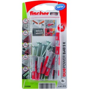 Fischer Plug Duopower 8x40mm met schroef 8 stuks