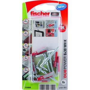 Fischer Plug Duopower 6x30mm met winkelhaak 6 stuks