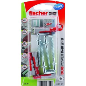 Fischer Plug Duopower 8x40mm met winkelhaak 4 stuks