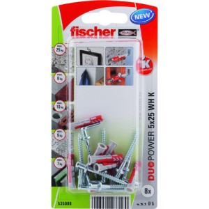 Fischer Plug Duopower 5x25mm met winkelhaak 8 stuks