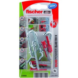 Fischer Plug Duopower 8x40mm met ronde haak 4 stuks