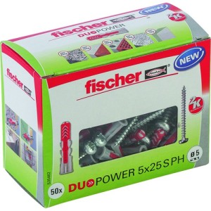 Fischer Plug Duopower 5x25mm met bolkopschroef 50 stuks