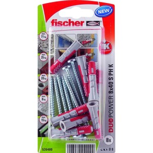 Fischer Plug Duopower 8x40mm met bolkopschroef 8 stuks