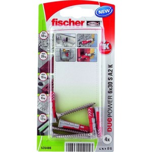 Fischer Plug Duopower 6x30mm met RVS A2 schroef 4 stuks
