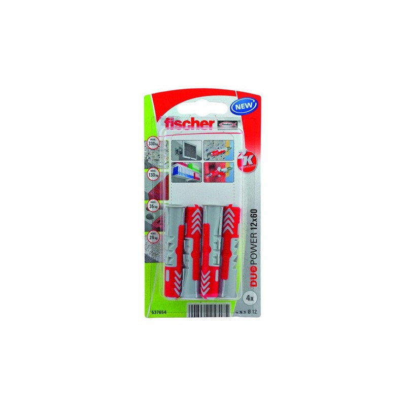 Fischer Plug Duopower 12x60mm 4 stuks