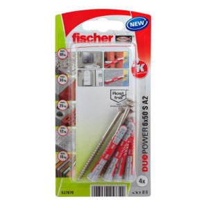Fischer Plug Duopower 6x50mm met RVS A2 schroef 4 stuks