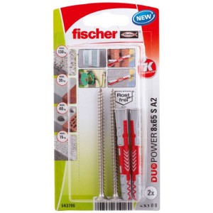 Fischer Plug Duopower 8x65mm met RVS A2 schroef 2 stuks