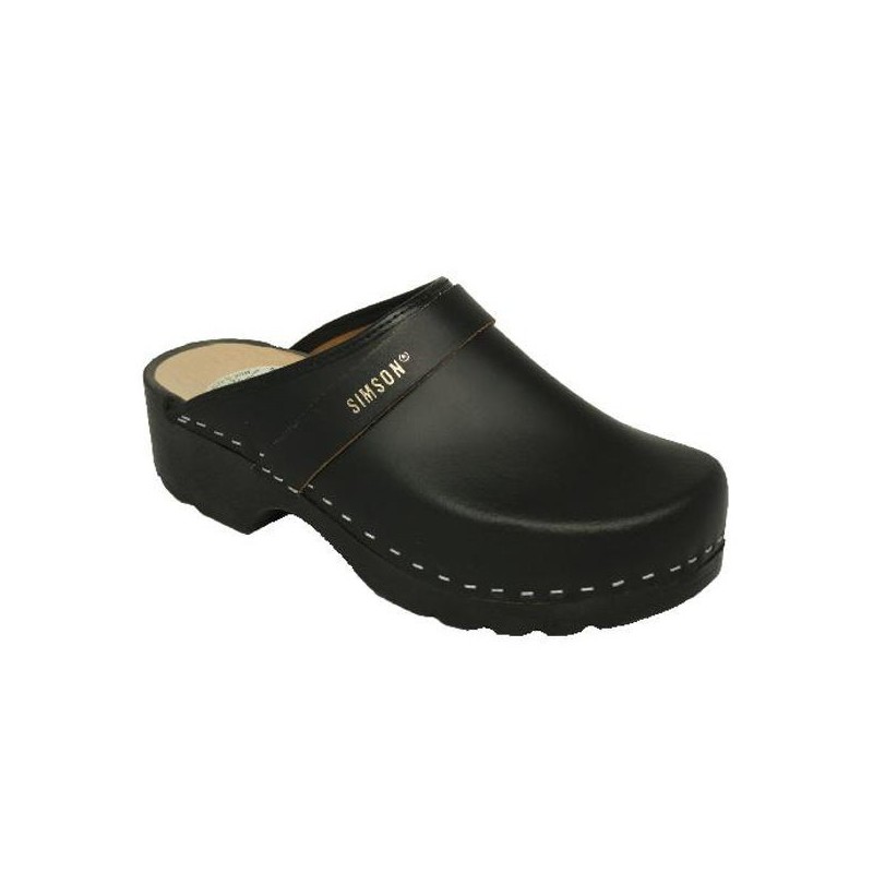 Schoenklomp Simson PU open zwart (O)