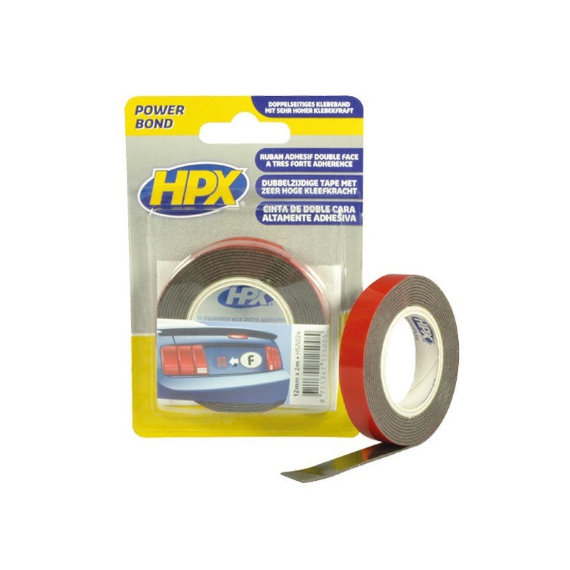 Dubbelzijdig acryl tape HSA Powerbond antraciet 12mm x 2m