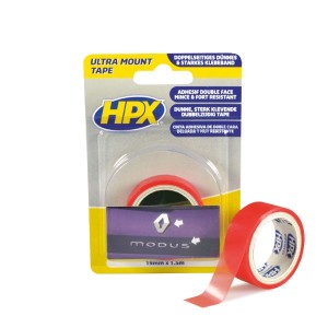 Dubbelzijdig bevestigingstape transparant 19mm x 1.50m
