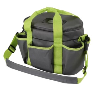 Borsteltas 27 x 22 x 22cm antraciet appelgroen