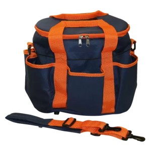 Borsteltas 27 x 22 x 22cm donkerblauw/oranje