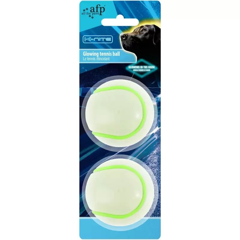 Hondenspeeltje knite-Glowing tennis ball 2 stuks