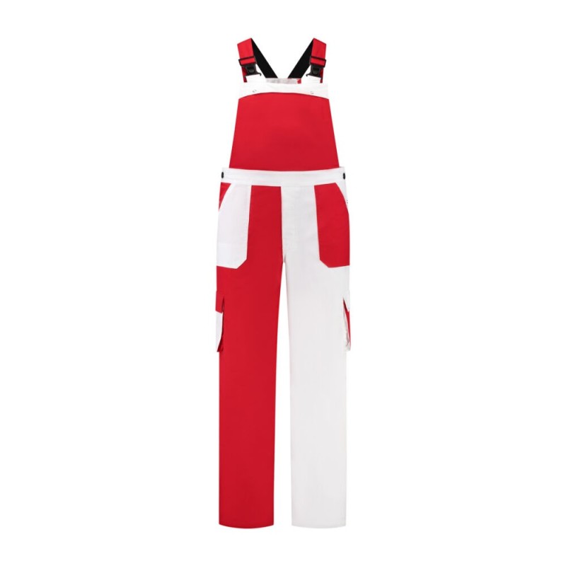 Tuinbroek 4-kleur rood/wit met franje