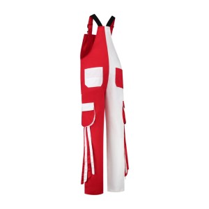 Tuinbroek kind 4-kleur rood/wit met franje