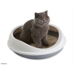 Kattenbak Figaro ovaal grijs/wit 46x55x40 cm