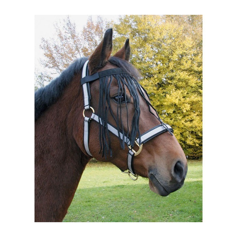 Vliegenfrontriem nylon zwart Pony