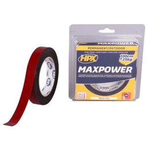 Dubbelzijdig plakband Max Power outdoor zwart 19mm x 5m