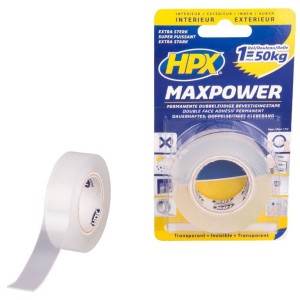 Dubbelzijdig plakband MaxPower transparant 19mm x 2m