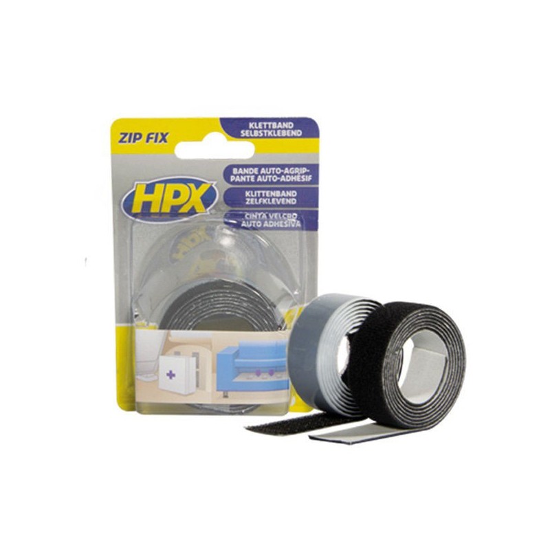 Zip Fix klittenband zwart 2x 20mm x 1m