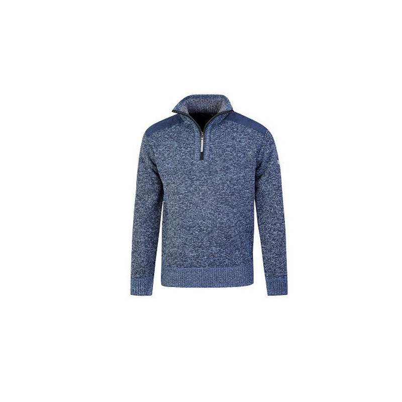 Storvik gebreide pullover Liam gevoerd donkerblauw