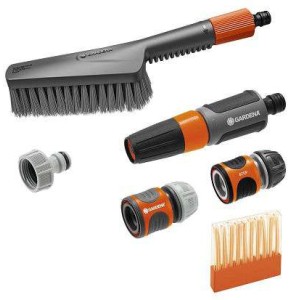 Cleansystem schoonmaakset met borstel S soft, zeepstaafjes en aansluitstukken Gardena