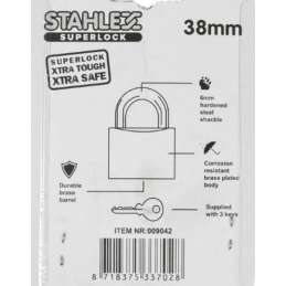 Hangslot Stahlex 38mm met 3 sleutels