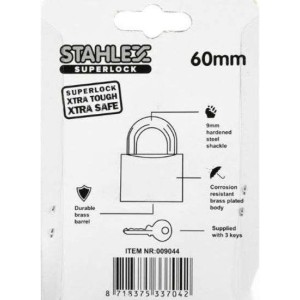 Hangslot Stahlex 60mm met 3 sleutels
