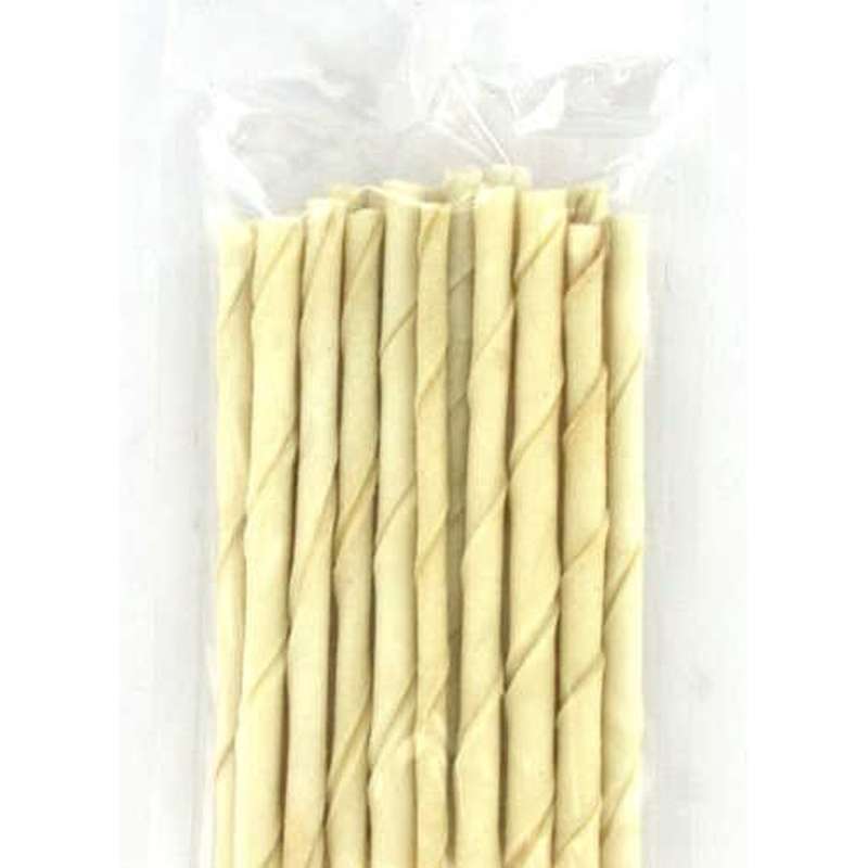 Honden kauwsnack witte gedraaide staafjes 7/8 mm 20 stuks
