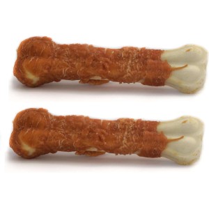 Honden kauwbot wit met kip 12,5 cm 2 stuks