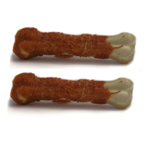 Honden kauwbot wit met eend 12,5 cm 2 stuks