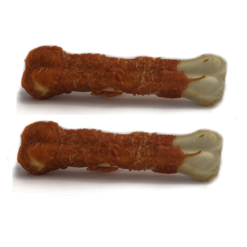 Honden kauwbot wit met eend 12,5 cm 2 stuks