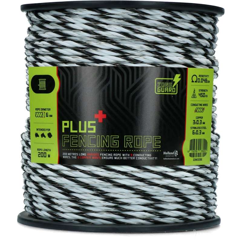 ZoneGuard Plus afrasteringskoord 6 mm zwart en wit 200 m