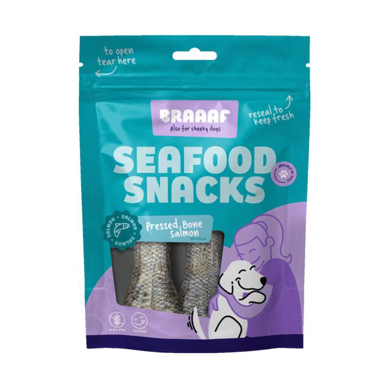 Braaaf seafood hondensnack geperst bot zalm
