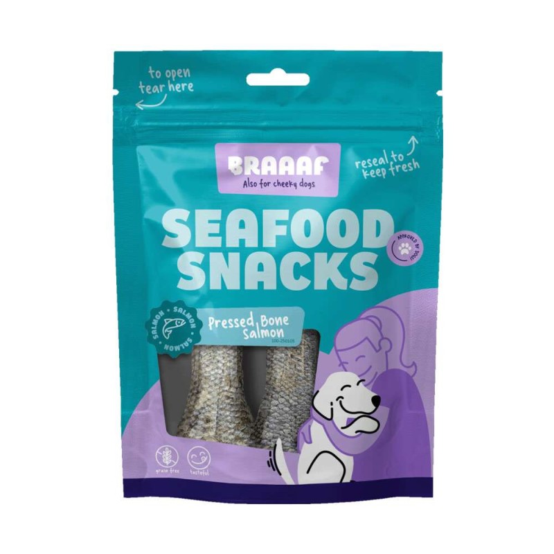 Braaaf seafood hondensnack geperst bot zalm