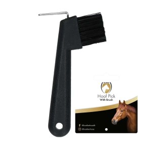 Excellent Horse hoefkrabber met borstel zwart