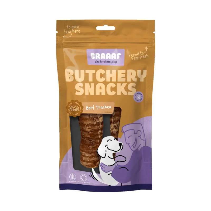 Braaaf Butchery Hondensnacks Runderluchtpijp 85 gram
