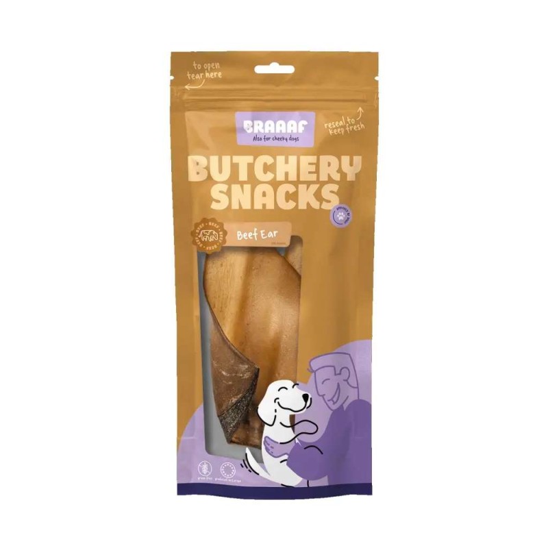 Braaaf Butchery Hondensnacks Runderoor 2 stuks