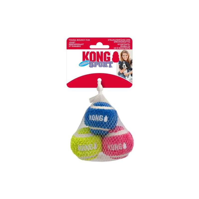 KONG hondentennisballen met pluche S 3 stuks