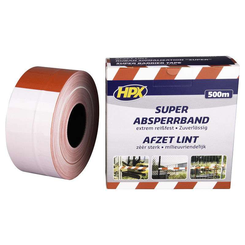 Afzetlint rood/wit 8 cm 500 meter
