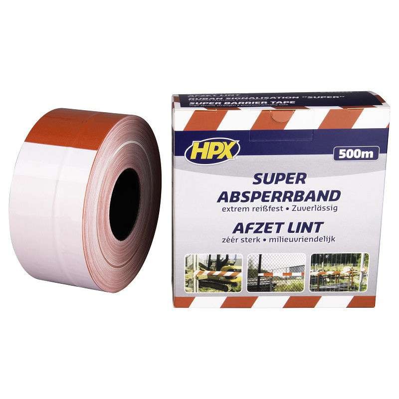 Afzetlint rood/wit 8 cm 500 meter