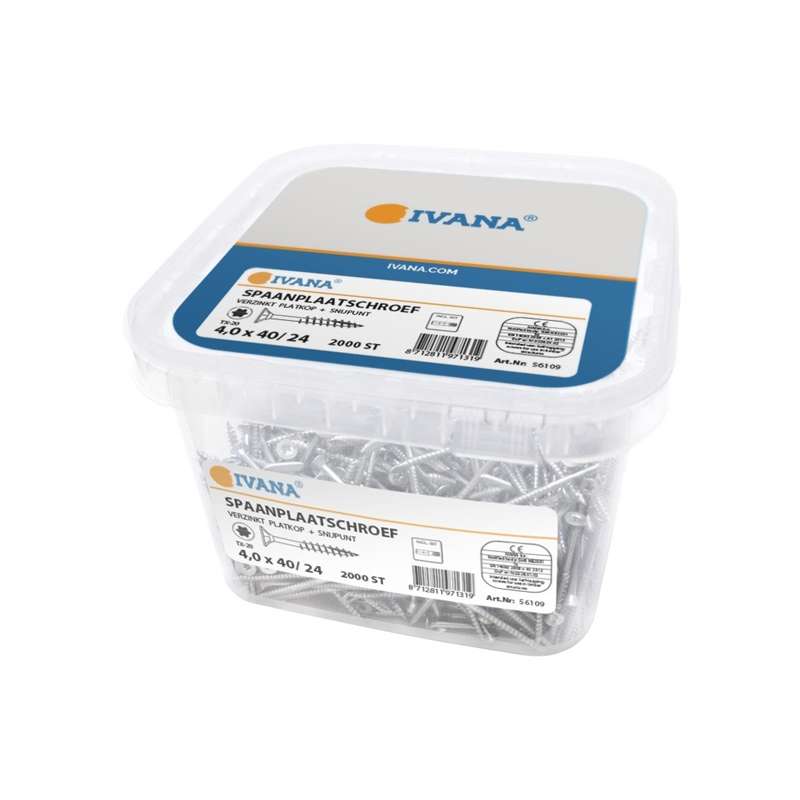 Ivana spaanplaatschroef verzinkt Torx 4 x 40 mm Emmer 2000 stuks