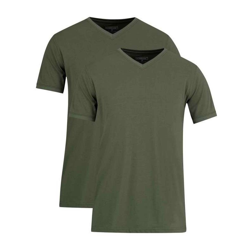 T-shirt Bart V-hals olijfgroen 2 stuks