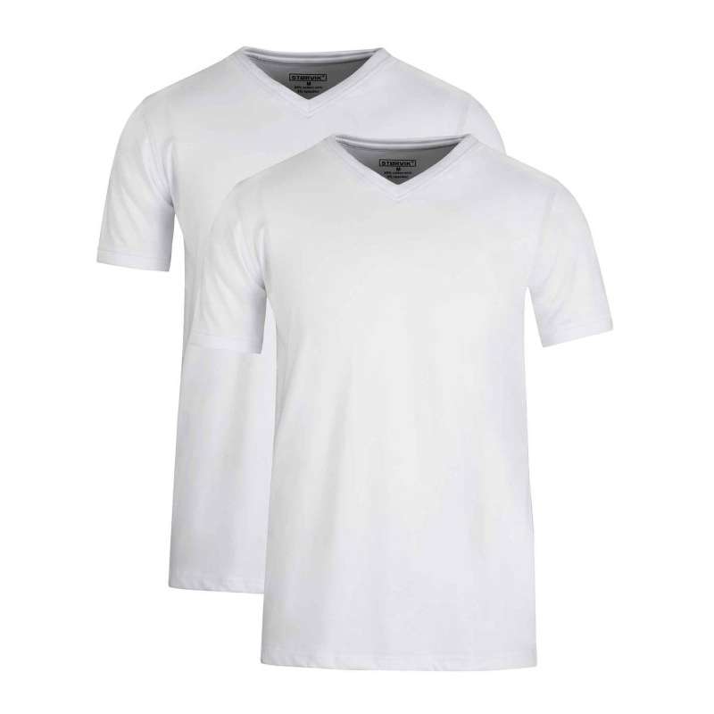 T-shirt Bart V-hals wit 2 stuks