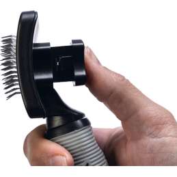 Beeztees honden slickerborstel groot zelfreinigend zwart/grijs